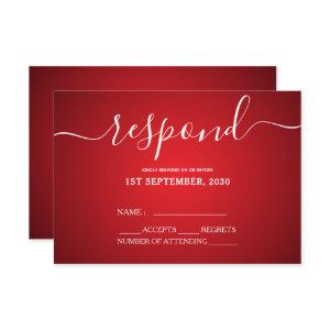 Elegant Red And Gold Love Birds Heart Wedding  RSVP Card