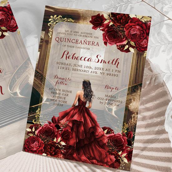 Elegant Red Burgundy Royal Palace Princess XV Años