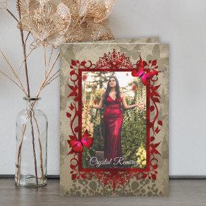Elegant Red Butterfly Quinceanera