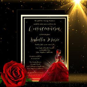 Elegant Red Faux Glitter Quinceañera | Birthday Foil