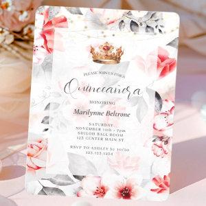 Elegant Red Floral Quinceañera