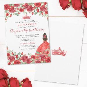 Elegant Red Floral Quinceanera