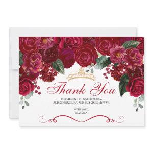 Elegant Red Floral Quinceanera Thank You