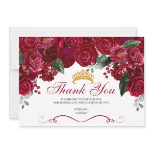 Elegant Red Floral Quinceanera Thank You