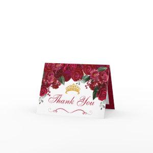 Elegant Red Floral Quinceanera Thank You