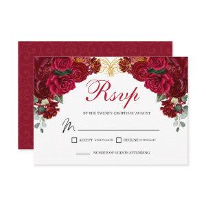 Elegant Red Floral RSVP Enclosure Card
