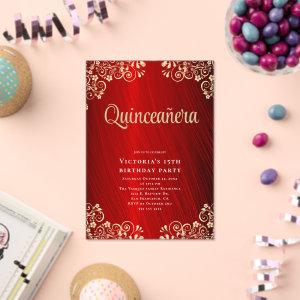 Elegant Red Gold Quinceañera 15th Birthday Party Acrylic