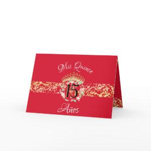 Elegant Red Gold Quinceañera Celebration Spanish