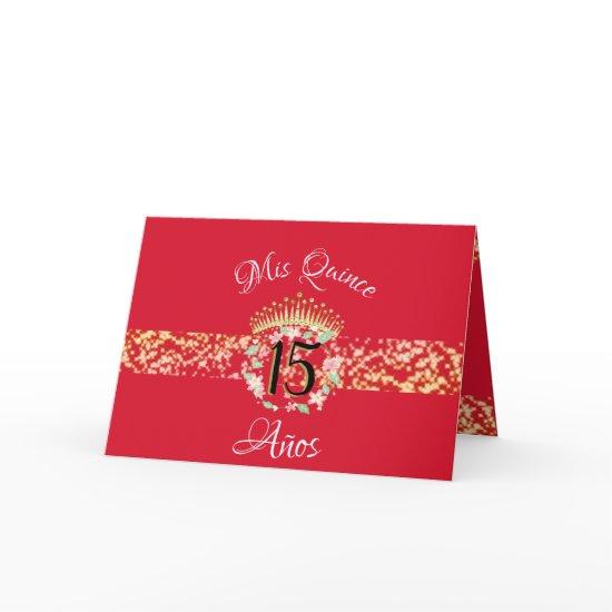 Elegant Red Gold Quinceañera Celebration Spanish