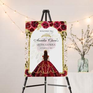 Elegant Red Princess Floral Quinceañera Birthday Foam Board