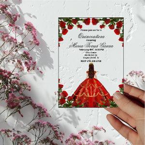 Elegant Red Roses and Gown Quinceañera Acrylic