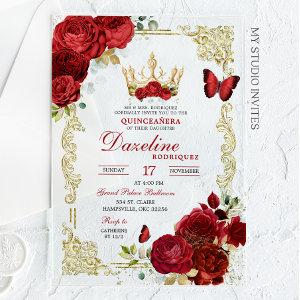 Elegant Red Roses Crown Quinceanera