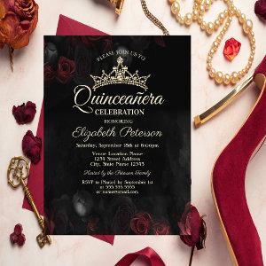 Elegant Red Roses Gothic Quinceañera
