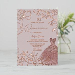 Elegant Rose & Blush Quinceanera Rose Gold  Foil