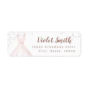 Elegant rose gold & blush dress return address label
