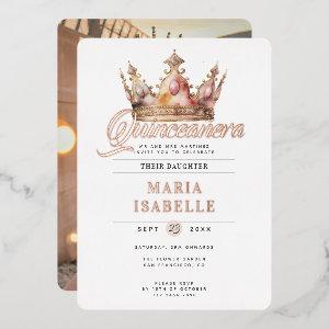 Elegant Rose Gold Crown Quinceañera Party Foil
