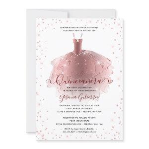 Elegant Rose Gold Diamond Quinceañera Dress