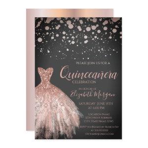 Elegant Rose Gold Dots,Dress  Quinceañera