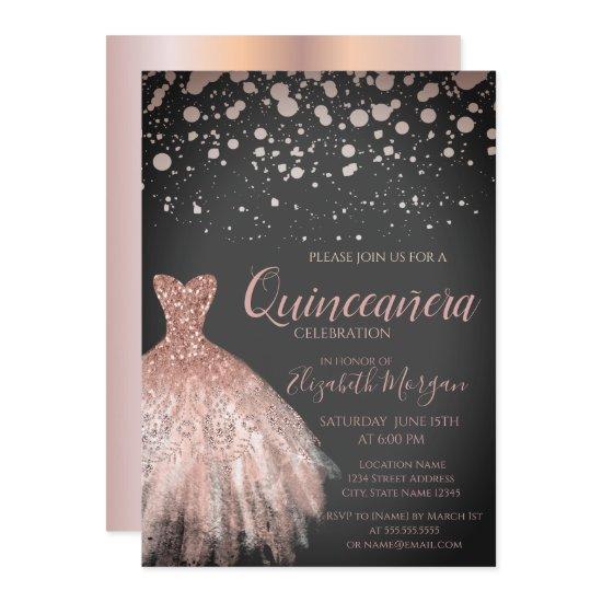 Elegant Rose Gold Dots,Dress  Quinceañera
