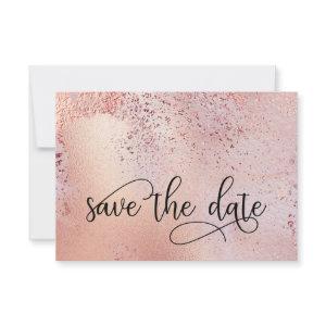 Elegant Rose Gold Faux Foil and Glitter Save The Date