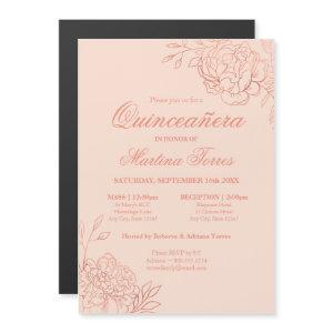 Elegant Rose Gold Flowers Pink Floral Quinceanera Magnetic