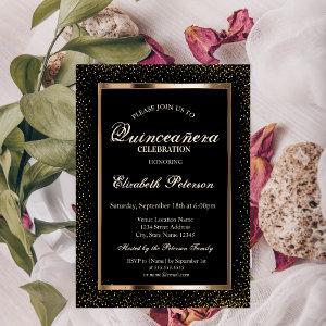 Elegant Rose Gold Frame Confetti  Quinceañera