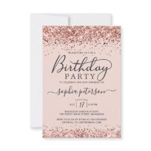 Elegant Rose Gold Glitter Blush Any Age Birthday