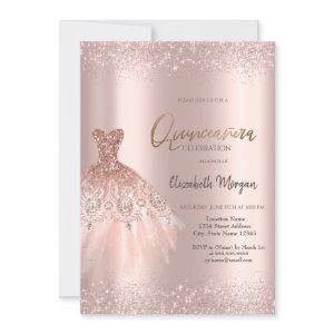 Elegant Rose Gold Glitter Dress Dusty Quinceañera