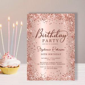 Elegant Rose Gold Glitter Metal 30th Birthday