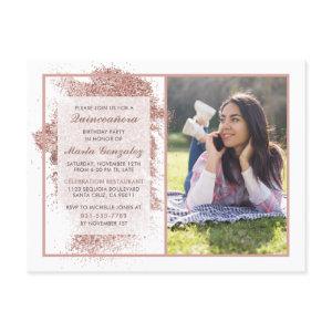 Elegant Rose Gold Glitter Quinceañera Party Photo  Postcard