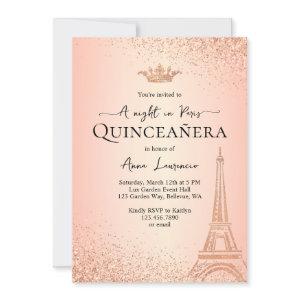 Elegant Rose Gold Paris Night Theme Quinceanera