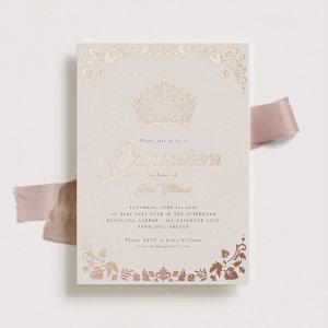 Elegant Rose Gold Quinceañera Crown Foil