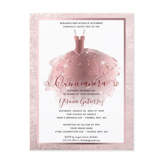 Elegant Rose Gold Quinceañera Dress Postcard