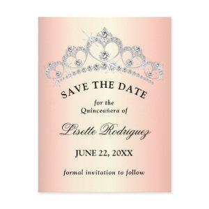 Elegant Rose Gold Quinceanera Save The Date Postcard