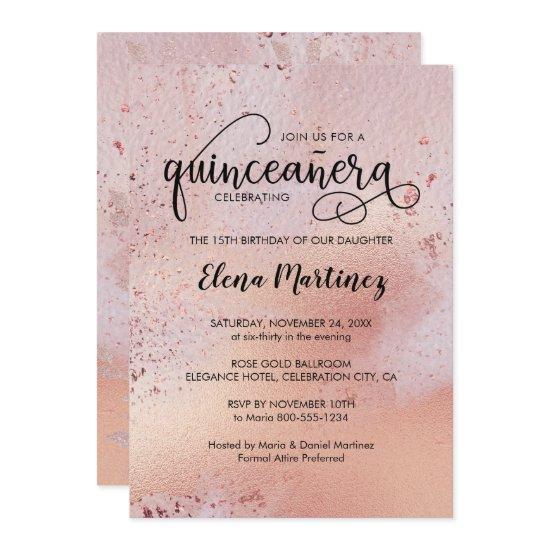 Elegant Rose Gold Quinceanera Sweet 15 Party