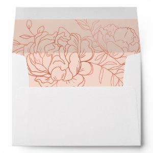 Elegant Rose Gold Sketched Floral Return Address Envelope