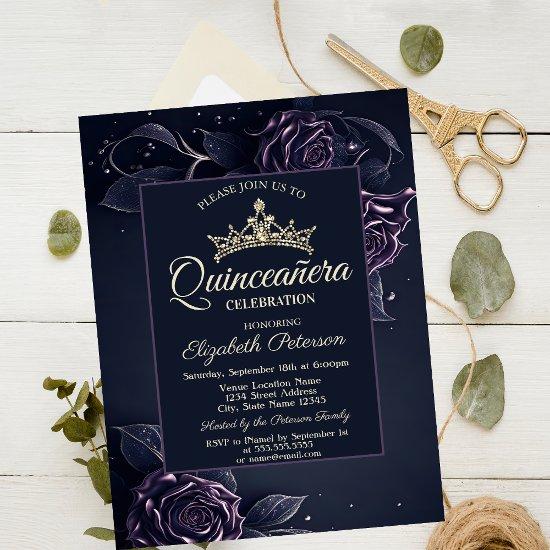Elegant Roses Dark Gothic Quinceañera