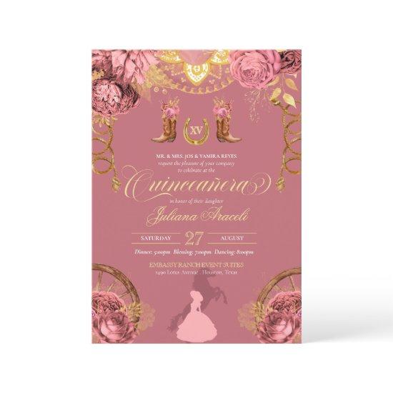 Elegant Roses Dusty Pink Charro Quinceanera