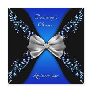 Elegant Royal Blue Black Diamond Bow