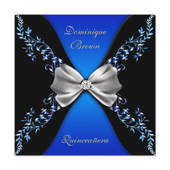 Elegant Royal Blue Black Diamond Bow
