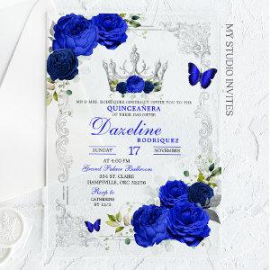 Elegant Royal Blue Crown Quinceanera Acrylic