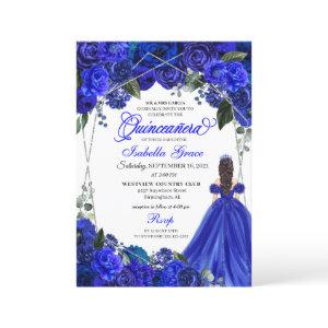 Elegant Royal Blue Floral Quinceanera Birthday