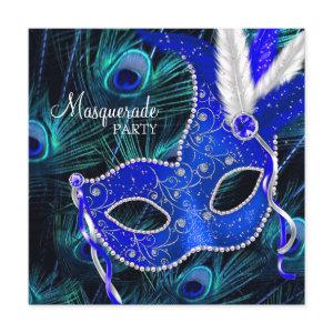 Elegant Royal Blue Peacock Masquerade Party