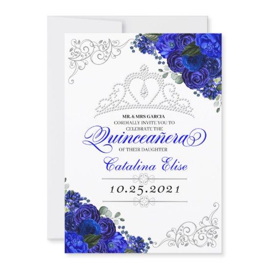 Elegant Royal Blue Silver Quinceanera Birthday