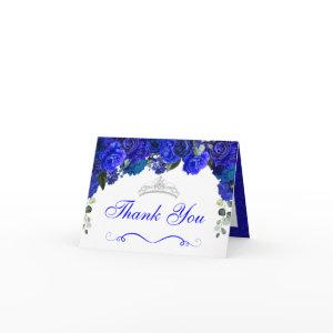Elegant Royal Blue Silver Quinceanera Thank You