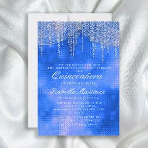 Elegant Royal Blue Silver String Light Quinceañera
