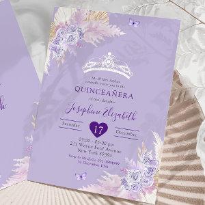 Elegant Royal Boho Lilac Floral Mis Quince Años