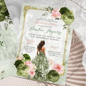 Elegant Royal Castle Blush Pink Sage Green 15 Años