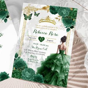 Elegant Royal Castle Emerald Green Quinceañera