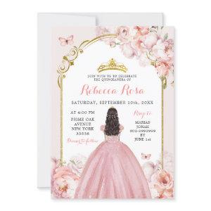 Elegant Royal Gold Dusty Rose Princess Quinceañera